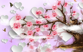 桃花依旧3D背景墙