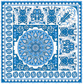 欧美样衣扫描要果花爆款方巾图