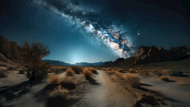 夜幕下的沙漠戈壁