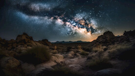 夜幕下的沙漠戈壁