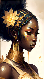 水彩画非洲美女