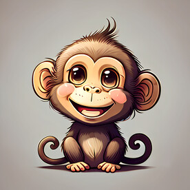 开心的猴插画