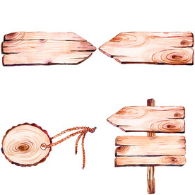 手绘木纹指示牌