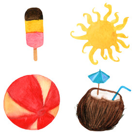 度假水彩手绘图案