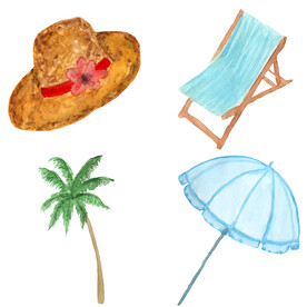 度假水彩手绘图案