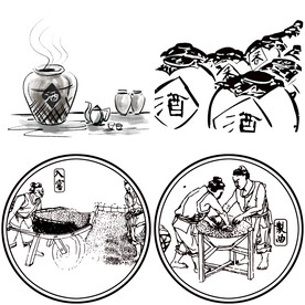 古代人物喝酒品酒酿酒插画酒文化