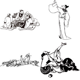 古代人物喝酒品酒酿酒插画酒文化