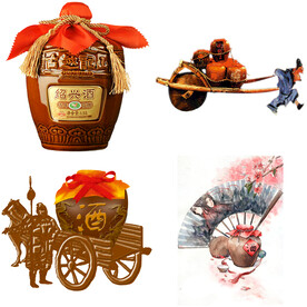 古代人物喝酒品酒酿酒插画酒文化