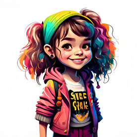 卡通小姑娘插画