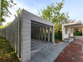 春天城市公园艺术建筑物长廊