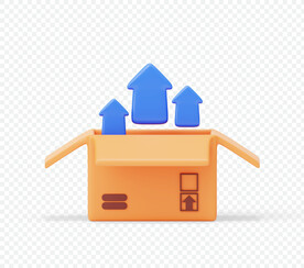 带箭头的打开纸板箱