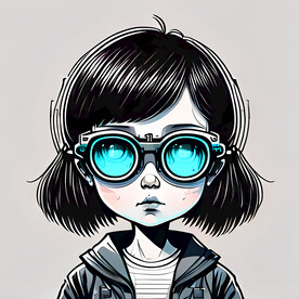 插画科技小女孩