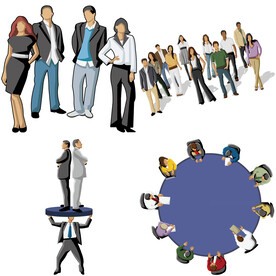 彩色矢量卡通商务团队人物 