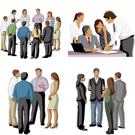 彩色矢量卡通商务团队人物 