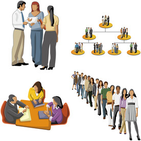 彩色矢量卡通商务团队人物 