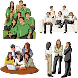 彩色矢量卡通商务团队人物 