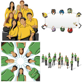 彩色矢量卡通商务团队人物 