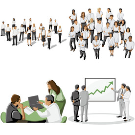 彩色矢量卡通商务团队人物 