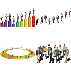 彩色矢量卡通商务团队人物 