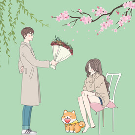 男孩送花给女孩