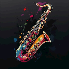 油画萨克斯风