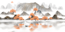 新中式山水背景墙