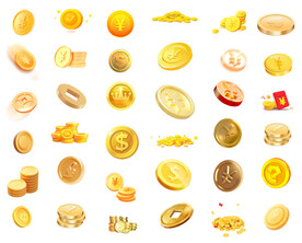 c4d装饰钱币金币png素材