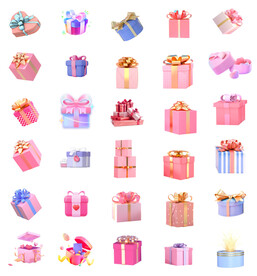 c4d装饰礼物礼盒png素材