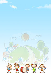 卡通人物植物背景模板