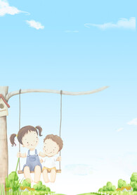 卡通人物植物背景模板