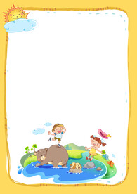 卡通人物植物背景模板