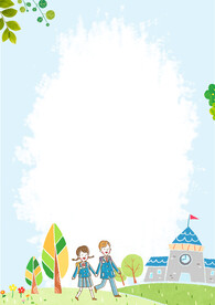 卡通人物植物背景模板