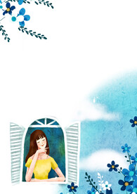 卡通人物植物背景模板