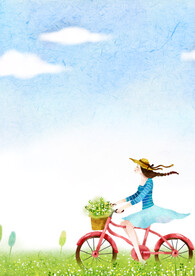 卡通人物植物背景模板