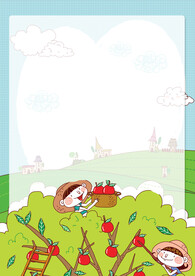 卡通人物植物背景模板