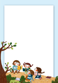 卡通人物植物背景模板