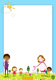 卡通人物植物背景模板