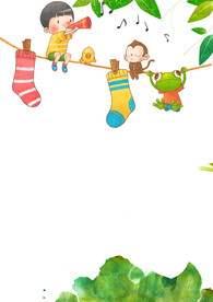 卡通人物植物背景模板