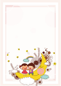 卡通人物植物背景模板