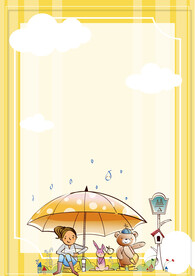 卡通人物植物背景模板