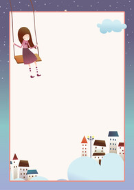 卡通人物植物背景模板 