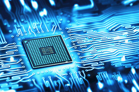 蓝色AI科技CPU线条背景