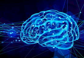 蓝色AI科技大脑线条背景