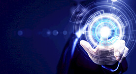 手托AI科技线条智能背景