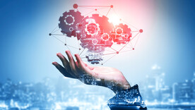 手托AI科技线条智能背景