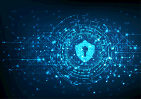 蓝色安全点线AI科技智能背景