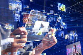 蓝色触屏AI大数据科技智能背景