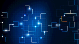 蓝色点线结构AI智能科技背景