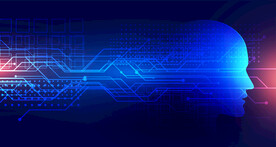 蓝色人脸AI线条智能科技背景