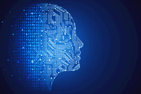 蓝色人脸AI线条智能科技背景